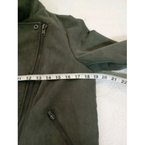 Forever 21 Olive Green Faux Suede Moto Jacket With Zipper Pockets & Belt Size L - Picture 11 of 12